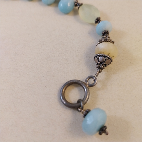 Vintage Sterling Silver Blue and Cream Gemstone Bracelet - Picture 3 of 16